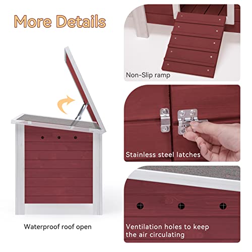 Petsfit Large Chicken Coop with Upgraded Perches, Wooden Outdoor Chicken Cage with Large Nesting Box, Weatherproof Open Asphalt Roof, and Removable Petsfit