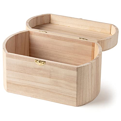 9.5” Unfinished Wooden Oval Box by Make Market - Ready-to-Decorate Wood Box for Trinkets, Coins, Jewlery, Valuables - Bulk 6 Pack Make Market