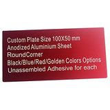 Ebamaz Anodized Aluminium Laser Engraved Mount Metal Plate Etching Sheets 100X50X0.5mm Round Corner with Adhesive (Red,Blank,10PCS) ebamaz