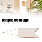48PCS Unfinished Hanging Wood Sign, Blank Hanging Wooden Slices Banners Unfinished Wood Sign Blank Wood Sign for Pyrography Painting Writing HERCHR