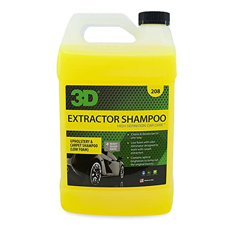3D Extractor Carpet Cleaner Shampoo for Machine Use - Upholstery Cleaner, Stain Remover & Odor Eliminator - Low Foam, No Residue Formula 1 Gallon 3D