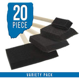U.S. Art Supply Variety Pack Foam Sponge Wood Handle Paint Brush Set (Value Pack of 20 Brushes) - Lightweight, Durable and Great for Acrylics, U.S. Art Supply