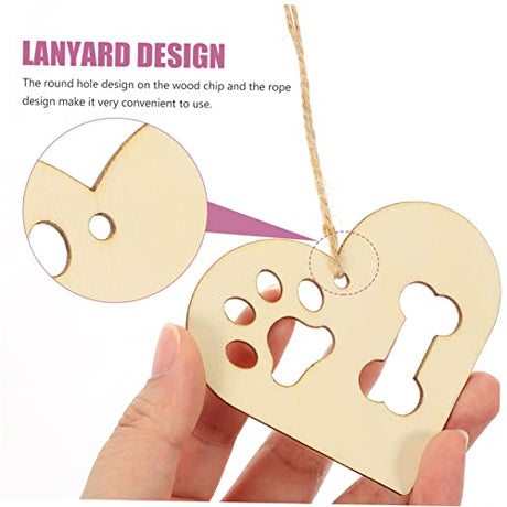 ABOOFAN 1 Set DIY Creative Wood Chips Gift Label Gift Decorative Label Unfinished Wooden Plain Wood Cutouts Blank Wooden Plaque Wooden Gift Ornaments ABOOFAN