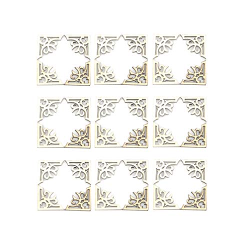 Exceart 100pcs Unfinished Wood Slices Wooden Book Corner Protectors DIY Craft Wood Embellishments for Scrapbooking Album Menu Home Wedding Decoration EXCEART