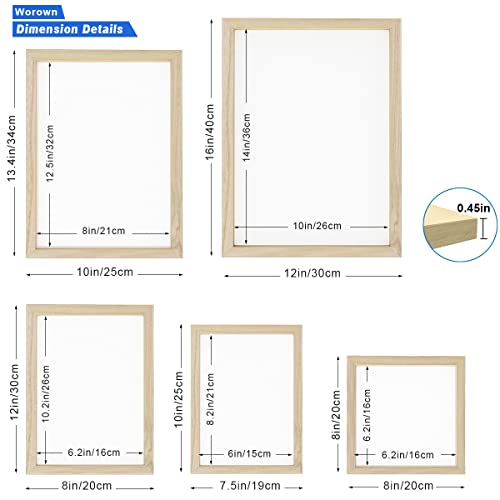 Worown 5 Size Wooden Paper Making Screen, Paper Making Mold, Wooden Paper Making Frame for DIY Paper Crafts Worown
