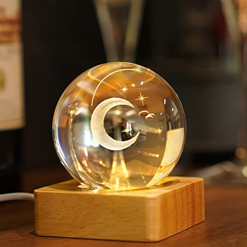 ZEERSHEE Pack 2 Wooden LED Light Display Base Crystal Glass Light Base Stand Wood LED Display Stand for 3D Crystal Laser Glass Resin Art Warm Light ZEERSHEE