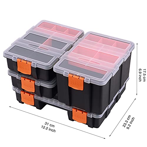 CASOMAN Hardware & Parts Organizers, 4 Piece Set Toolbox, Compartment Small Parts Organizer, Versatile and Durable Storage Tool Box - WoodArtSupply