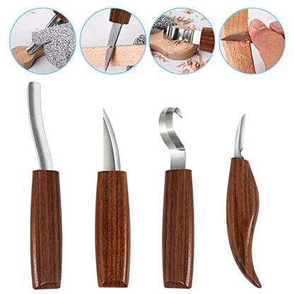 Wood Carving Tools Set,Detail and Hook Carving Knife Kit for Beginners,Trimming Knife for Spoon Bowl Cup Woodwork,Round Handle Design and 6pcs SK2 - WoodArtSupply