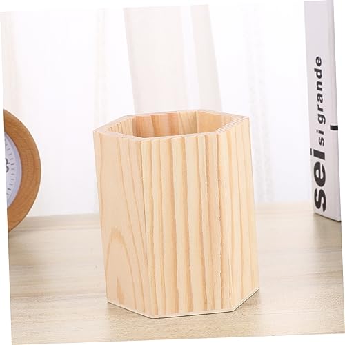 KALLORY 2 Pcs Wood Pencil Stand Silverware Holder Wood Boxes for Crafts Wood Pencil Rack Unfinished Pencil Holder to Paint Wood Pencil Cup Makeup KALLORY