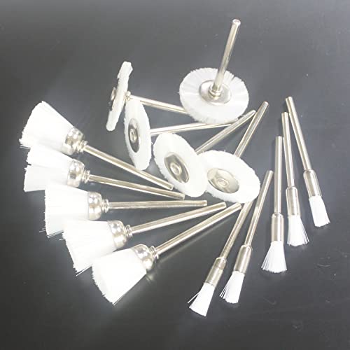 𝐋𝐮𝐨 𝐤𝐞 15 Pcs Mini Abrasive Polishing Kits,1/8 Inch Shank Nylon Fiber Bristle Brush Sets for Dremel Rotary Tool (White) - WoodArtSupply