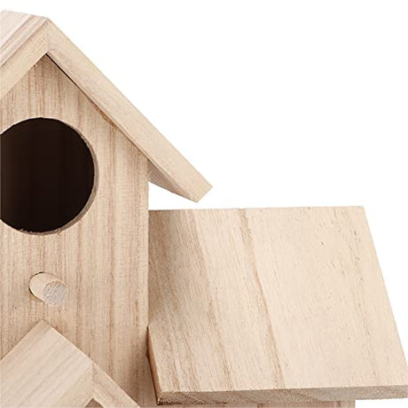 Pssopp Outdoor Birdhouse Unfinished Wood Bird House Kits to Paint for Kids Birdcages for Outdoors Hanging, 15.5 x 15.5 x 20cm(3 Rooms) Pssopp