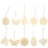 KALLORY 30 Pcs Unfinished Wood Crafts Butterfly Wood Slices Flower Wooden Cutouts with Holes Wooden Spring Ornaments to Paint DIY Blank Unfinished KALLORY
