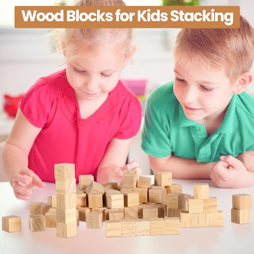 Barydat 300 Pcs Wooden Cube Unfinished Wooden Craft Cube Natural Blank Wooden Block for Craft Square Wood Block Cube Craft Wood Craft Supply Wood Barydat