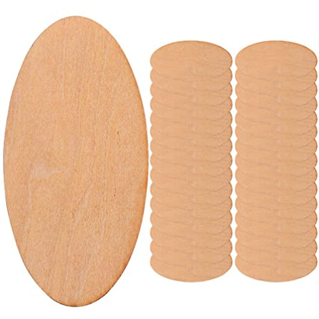 TEHAUX 50pcs Oval Wood Chips Unfinished Wood Chip Wood Slices for Centerpieces Oval Wood Slices Rustic Wooden Cutout Wood Craft Material Blank Wood TEHAUX