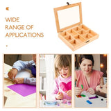 Alipis Rock Display Case Wood Blank Jewelry Organizer Box Tea Bag Organizer, Rock Collection Box 10 Grids Crystal Holder with Clear Lid Alipis