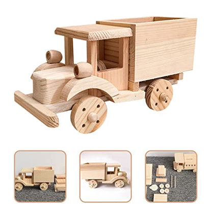 Kisangel Christmas Decorations 2 Sets Wooden Car Model 3D Unfinished Puzzles Build Car Kit Science Experiments Educational Building Table Art