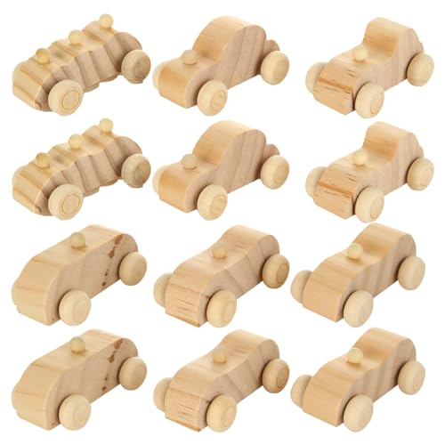 SHUESS 24 Packs Wooden Cars to Paint Unfinished Wooden Cars for Craft Cars DIY Wood Toy Car for Handcraft Projects Family Time SHUESS
