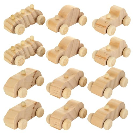 SHUESS 24 Packs Wooden Cars to Paint Unfinished Wooden Cars for Craft Cars DIY Wood Toy Car for Handcraft Projects Family Time SHUESS