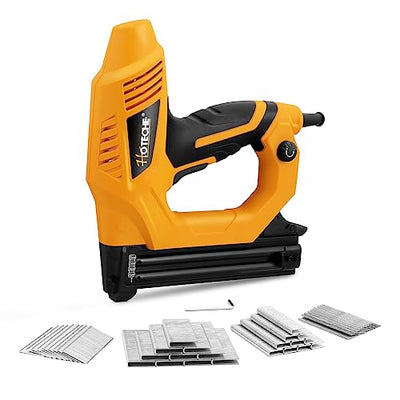 Hoteche 18GA 2-in-1 Electric Brad Nailer/Stapler 19/32-Inch to 1-1/4 Inch Staple Gun Power Adjustable Nail Gun with 2000Pcs Brad Nails& Staples for