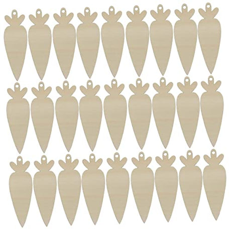 Gogogmee 30Pcs Carrot DIY Woodsy Decor Arts and Crafts for Kids Wooden Crafts Easter Carrot Hanging Ornaments DIY Carrot Slices Easter Wood Cutouts Gogogmee