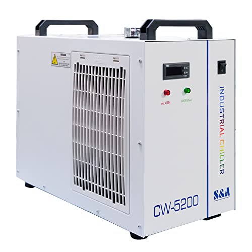 ZAC 7L S&A Industrial Water Chiller CW-5200DH Laser Chiller for CO2 Engraver Cutter Engraving Cutting CNC Spindle Water Cooling, Cools 5699BTU/H ZAC