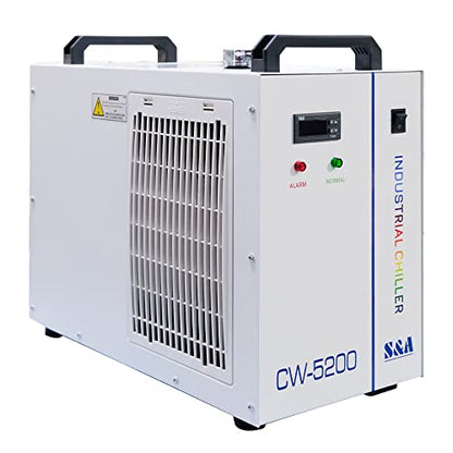 ZAC 7L S&A Industrial Water Chiller CW-5200DH Laser Chiller for CO2 Engraver Cutter Engraving Cutting CNC Spindle Water Cooling, Cools 5699BTU/H - WoodArtSupply