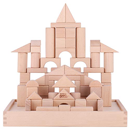 iPlay, iLearn Toddler Wooden Building Block Toys, 72 PCS Kids Natural Wood Stacking Blocks Set Standard Unit, Preschool Kindergarten Montessori Toy, - WoodArtSupply