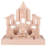 iPlay, iLearn Toddler Wooden Building Block Toys, 72 PCS Kids Natural Wood Stacking Blocks Set Standard Unit, Preschool Kindergarten Montessori Toy, iPlay, iLearn