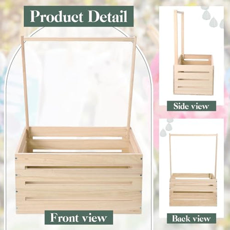 Barydat Wooden Baby Shower Crate Closet, Baby Basket with Handle and Garland, Baby Storage Crate Hamper, Baby Shower Wooden Gift Crate, Baby Letters Barydat