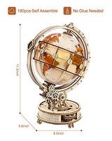 Rowood 3D Puzzles for Adults, DIY Wooden Model Kit for Adults to Build, STEM Mechanical Building Kit with LED, Birthday Luminous Globe RoWood