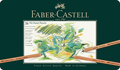 Faber-Castel Pitt Pastell Coloured Pencils in Metal Case, 36 Count (Pack of 1), Assorted - WoodArtSupply