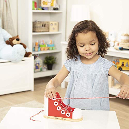 Melissa & Doug Deluxe Wood Lacing Sneaker - Learn to Tie a Shoe Educational Toy - Shoe Tying Practice For Kids, Developmental Toys For Preschoolers Melissa & Doug