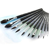 Falling in Art 10Pcs Soft Synthetic Squirrel Hair Paint Brushes - Professional Watercolor Brush Set with Short Handles - Round, Flat, Dagger, Oval Falling in Art