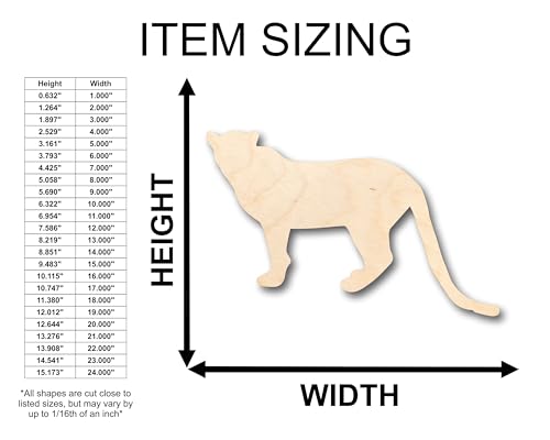 Unfinished Wood Leopard Cheetah Lion Big Cat Shape - Craft - up to 36" DIY 5" / 1/4" 24 Hour Crafts