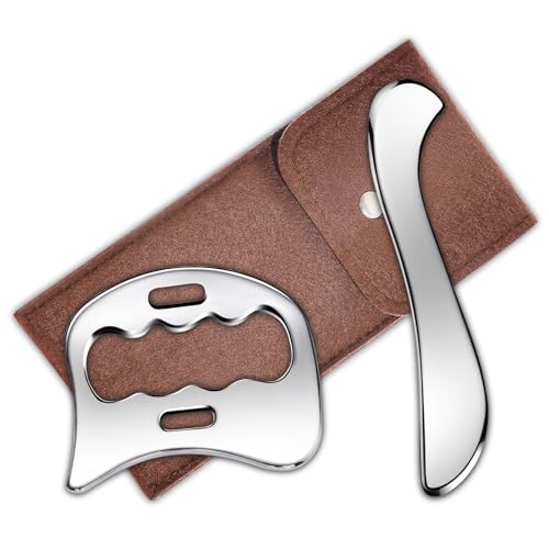 2-in-1 Stainless Steel Gua Sha Muscle Scraper Tool, Myofascial Scraping Tools for Physical Therapy, Lymphatic Drainage Massager, Soft Tissue Massage - WoodArtSupply