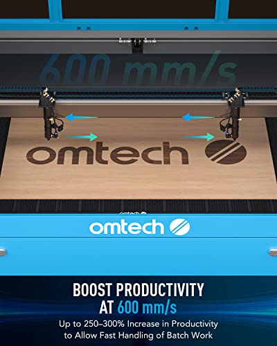 OMTech 130W CO2 Laser Engraver with LightBurn & Water Chiller, 35x50 Inch Laser Engraving Cutting Machine with Dual Laser Heads Autolift 3 Way Pass