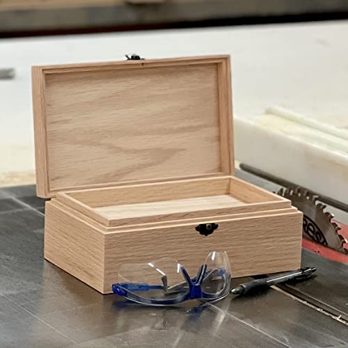 Unfinished Wood Box with Tray & Hinged Lid-DIY Jewelry Box-Keepsake Wooden Box-Personalized Memory Box-Handmade (Box Shown in Oak)