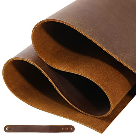 RingSun 12''X24'' Genuine Leather Sheets for Crafts Full Grain Leather Tooling Leather (2mm) Thick Cowhide Leather Pieces Square, Dark Brown Ringsun