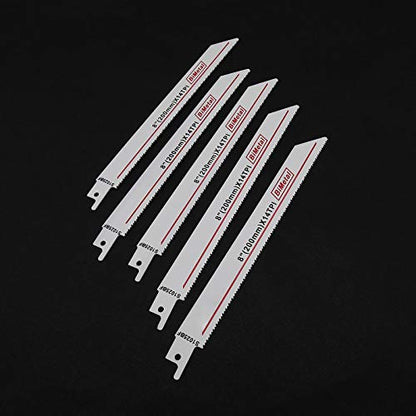 10Pcs R825BF Bi-Metal Reciprocating Sabre Saw Blades 14TPI 200mm 1.8mm Pitch S1025BF Heavy Duty for Soft Metal Thin Pipes White