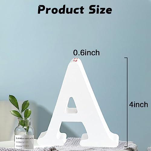 5ARTH 4 inch A White Wood Letters, Unfinished Wood Letters for Wall Decor Standing Wood Sign Board for Craft Home Decoration Projects