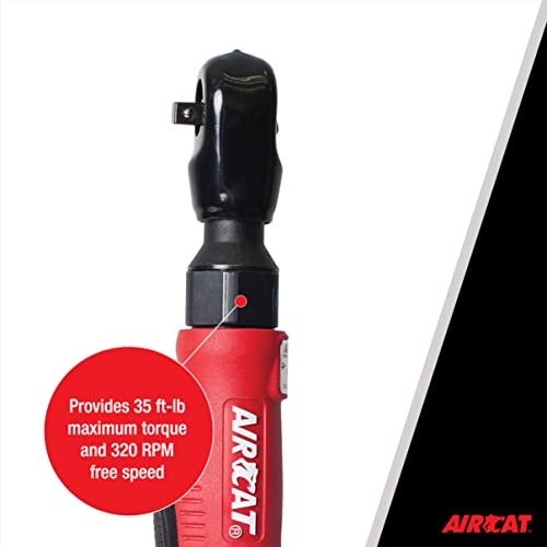 AIRCAT Pneumatic Tools 800: Composite Ratchet 320 RPM, 35 ft-lbs Maximum Torque - 1/4-Inch - WoodArtSupply