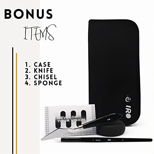 IRO Artist Paint Brush Set of 15 Professional Flat Paint Brushes for Acrylic Painting and Oil Paints. Round Watercolor Paint Brushes and Gouache. IRO