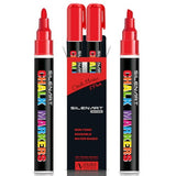 SILENART Red Chalk Markers 2 Pack - Red Dry Erase Markers Pen - Liquid Chalk Markers for Chalkboard, Window, Glass, Mirror, Blackboard - 3-6mm SILENART