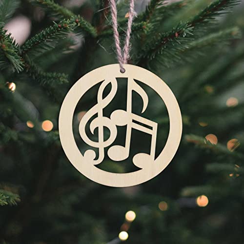 20pcs Music Note Wood DIY Crafts Cutouts Wooden Round Musical Note Shaped Hanging Ornaments for Musical Theme Christmas Tree Cutout Holiday Wood Creaides