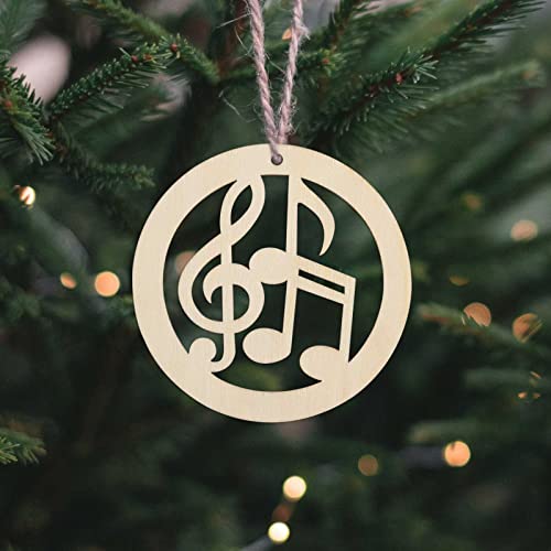 20pcs Music Note Wood DIY Crafts Cutouts Wooden Round Musical Note Shaped Hanging Ornaments for Musical Theme Christmas Tree Cutout Holiday Wood - WoodArtSupply