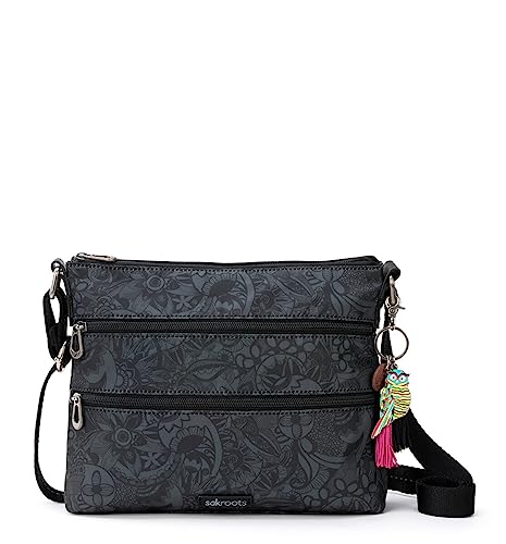 Sakroots Artist Circle Basic Crossbody in Eco Twill, Adjustable Crossbody Strap, Black Spirit Desert Sakroots