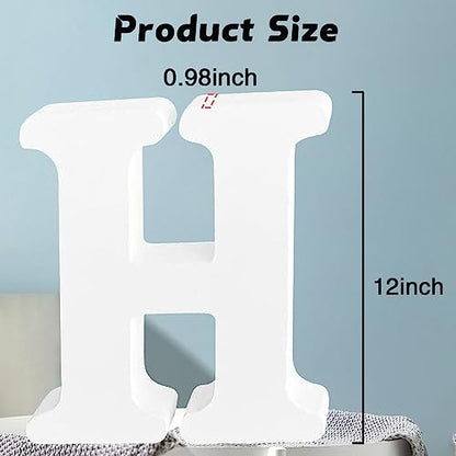 5ARTH 12 inch H White Wood Letters,Unfinished Wood Letters for Wall Decor Standing Wood Sign Board for Craft Home Decoration Projects
