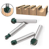 Yakamoz 4Pcs 1/4" Shank Round Nose Router Bit Core Box Router Bits Set Round Groove CNC Sign Making Router Cutter Woodworking Carving Cutting Tool YAKAMOZ