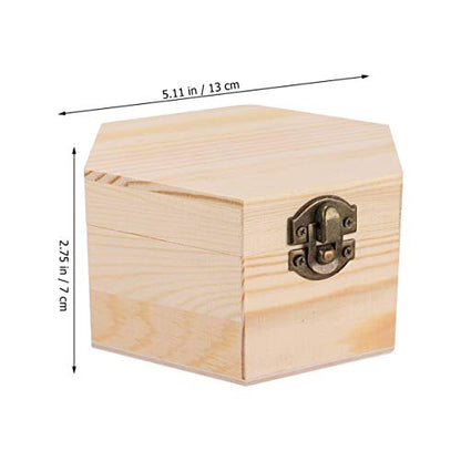 DIY Wooden Jewelry Box Handmade Craft Box Simple Jewelry Storage Container for Jewelry Storing 1Pc (Six Side Box Style)