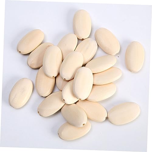 KALLORY 30 Pcs Unfinished Wooden Jewelry Wood Loose Beads Wooden Flat Beads Round Wood Bead Wood Crafts Spacer Bead Wood Beads Charm Pendant Kids KALLORY